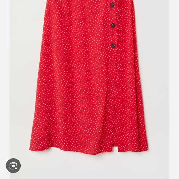 NWT H&M dot midi skirt red SZ 0 - Picture 3 of 6